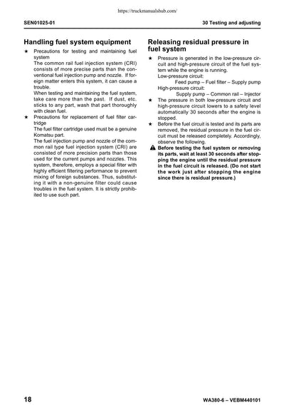 Komatsu WA380-6 Wheel Loader Service Manual | 2007-2011 - sample page 7