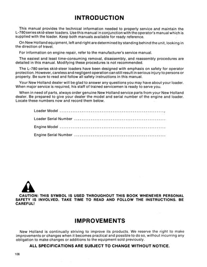 New Holland L781 L784 L785 Skid Steer Service Manual | 1980-1984 - sample page 9