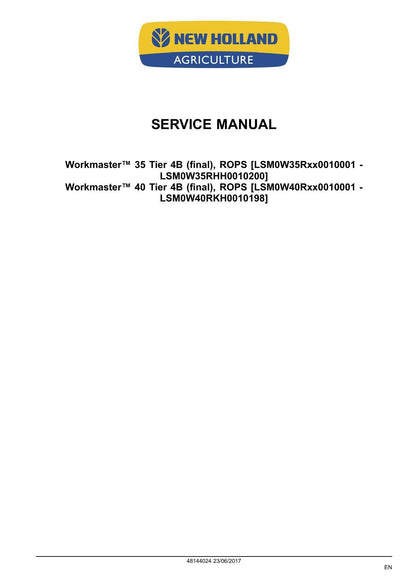 New Holland Workmaster 35 40 Compact Tractor Service Manual | 2017-2021 - sample page 9