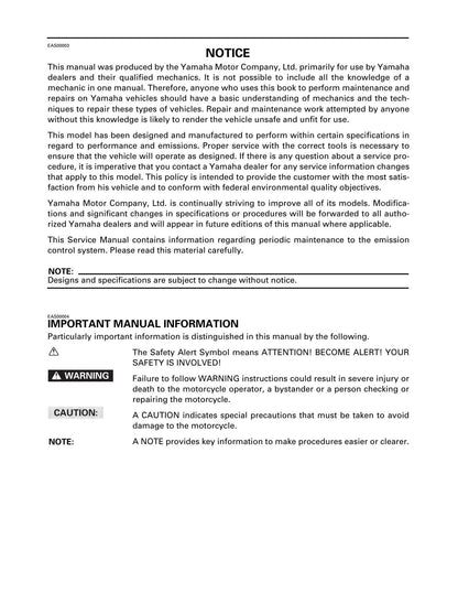 Yamaha XV16AL XV16ALC XV16ATL XV16ATLC Motorcycle Service Manual | 1998-2002 - sample page 6