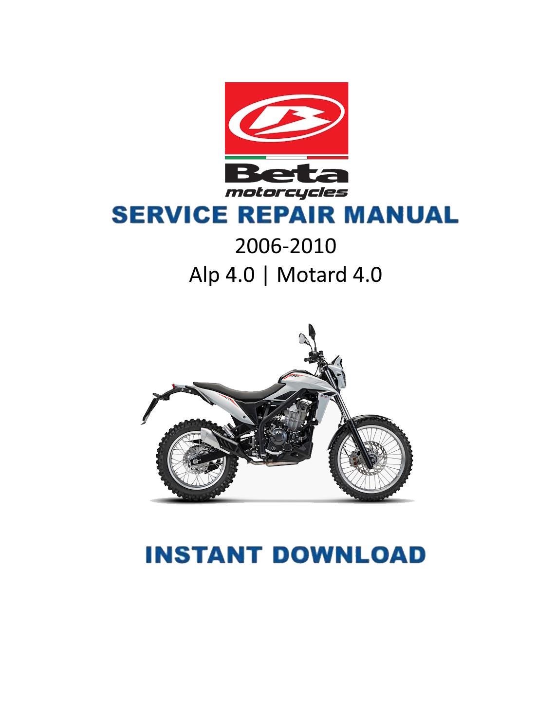 Betamotor Alp 4.0 Motard 4.0 Motorcycle Service Manual | 2006-2010 - Service Manual PDF Instant Download