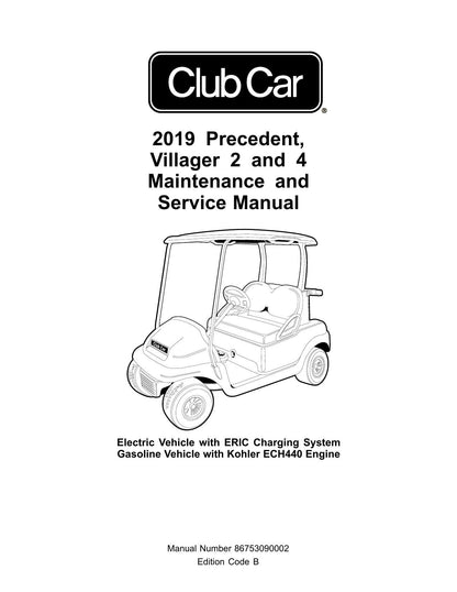 Club Car Precedent Villager 2 4 Golf Cart Service Manual | 2019-2023 - sample page 1