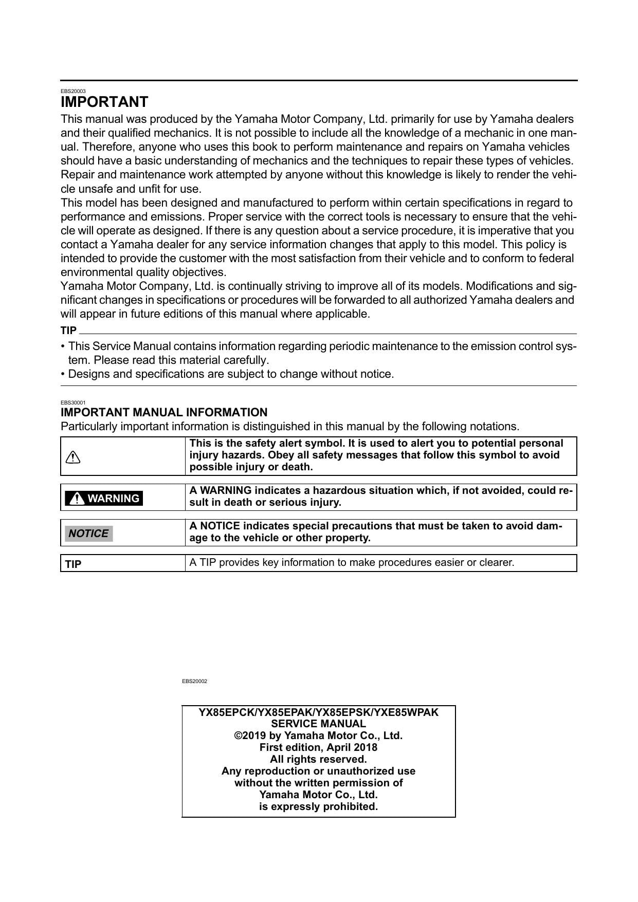 Yamaha Wolverine X2 UTV Service Manual | 2019-2023 - sample page 5