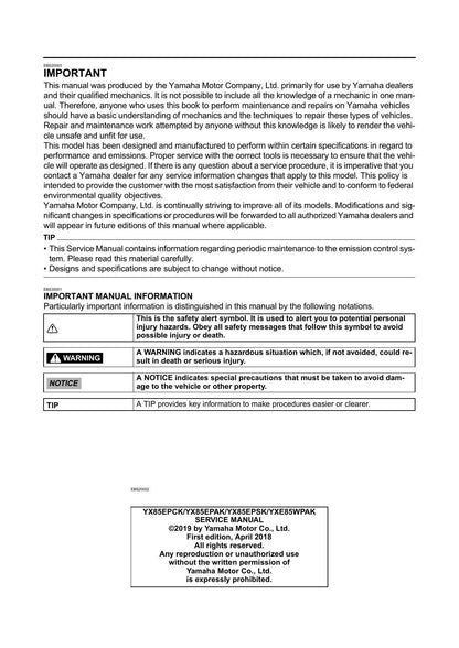 Yamaha Wolverine X2 UTV Service Manual | 2019-2023 - sample page 5