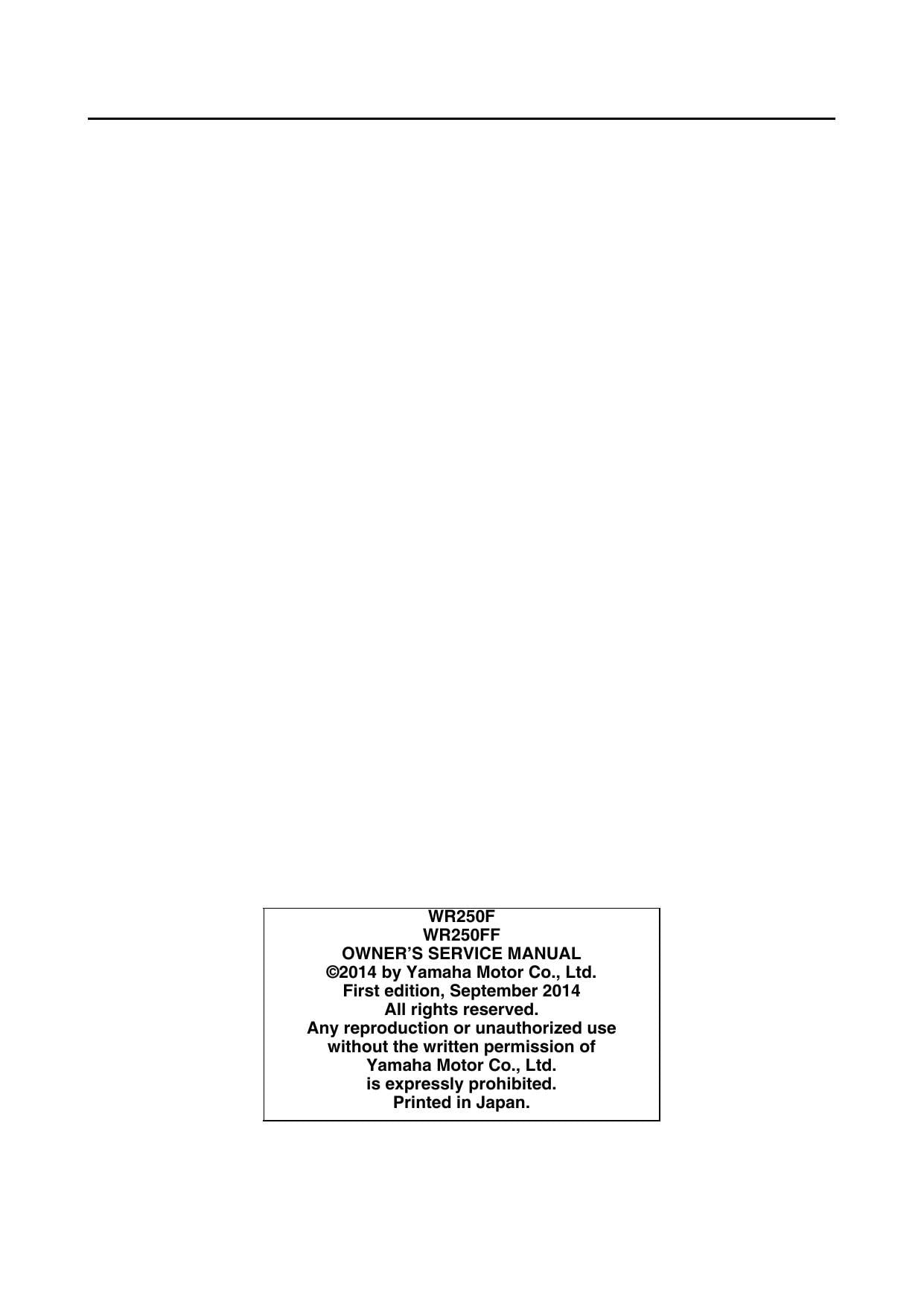 Yamaha WR250F WR250FF Motorcycle Service Manual | 2015-2019 - sample page 8