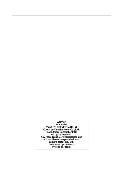 Yamaha WR250F WR250FF Motorcycle Service Manual | 2015-2019 - sample page 8