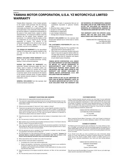 Yamaha YZ250FX Dirt Bike Motorcycle Service Manual | 2019-2023 - sample page 7
