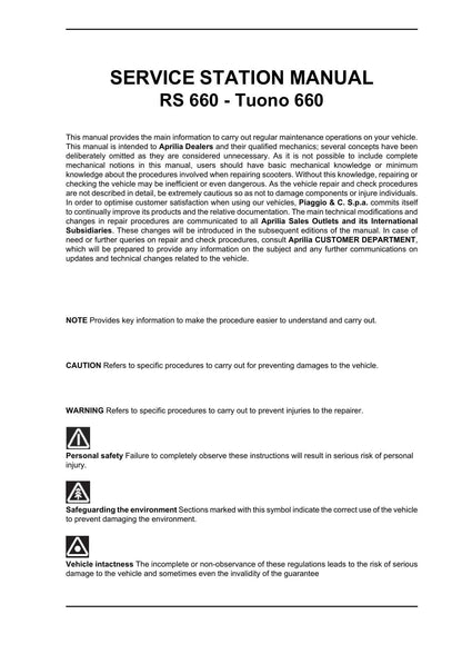 Aprilia RS 660 Tuono 660 Motorcycle Service Manual | 2021-2025 - sample page 7