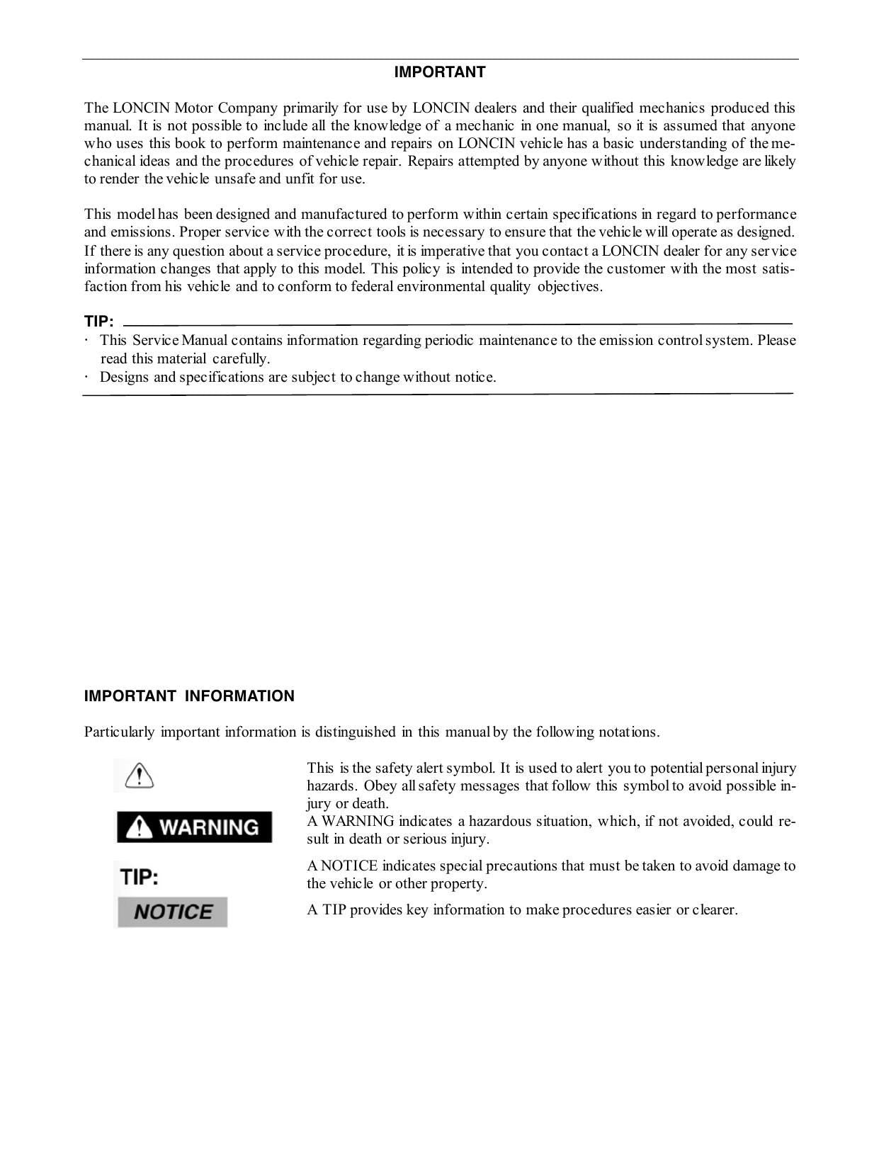 Loncin Xwolf 700I UTV Service Manual | 2022-2026 - sample page 6