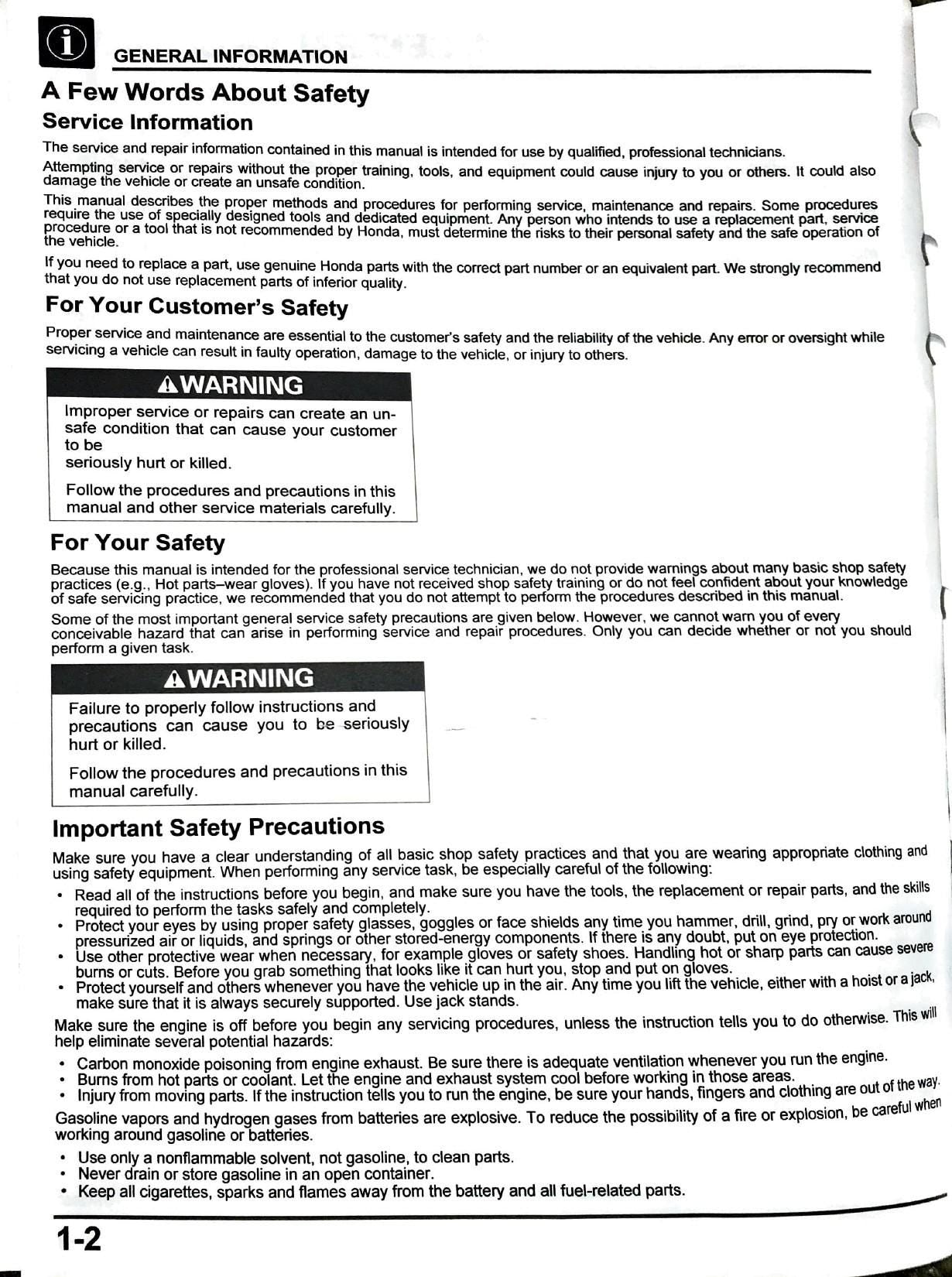 Honda Grom 125 Motorcycle Service Manual | 2022-2026 - sample page 7