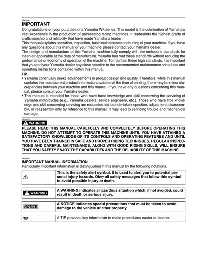 Yamaha WR250F Motorcycle Service Manual | 2021-2025 - sample page 8