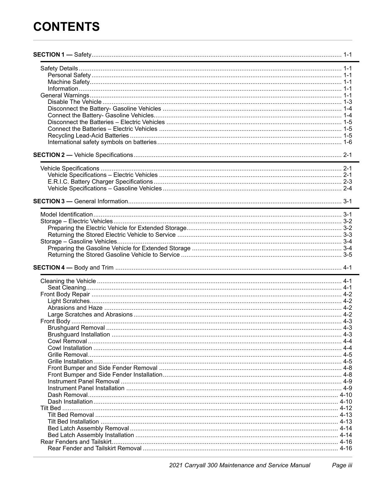Club Car Carryall 300 Golf Cart Service Manual | 2021-2025 - sample page 6