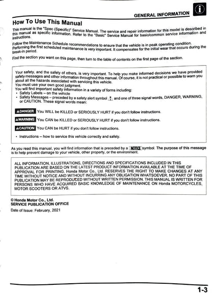 Honda Grom 125 Motorcycle Service Manual | 2022-2026 - sample page 8
