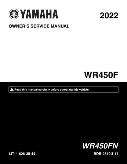 Yamaha WR450F Motorcycle Service Manual | 2022-2026 - sample page 1