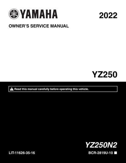Yamaha YZ250 Motorcycle Service Manual | 2022-2026 - sample page 1