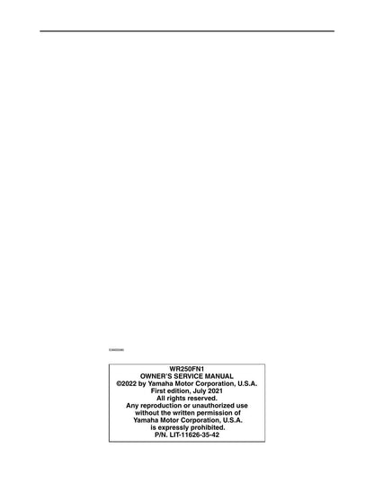 Yamaha WR250F Motorcycle Service Manual | 2022-2026 - sample page 9