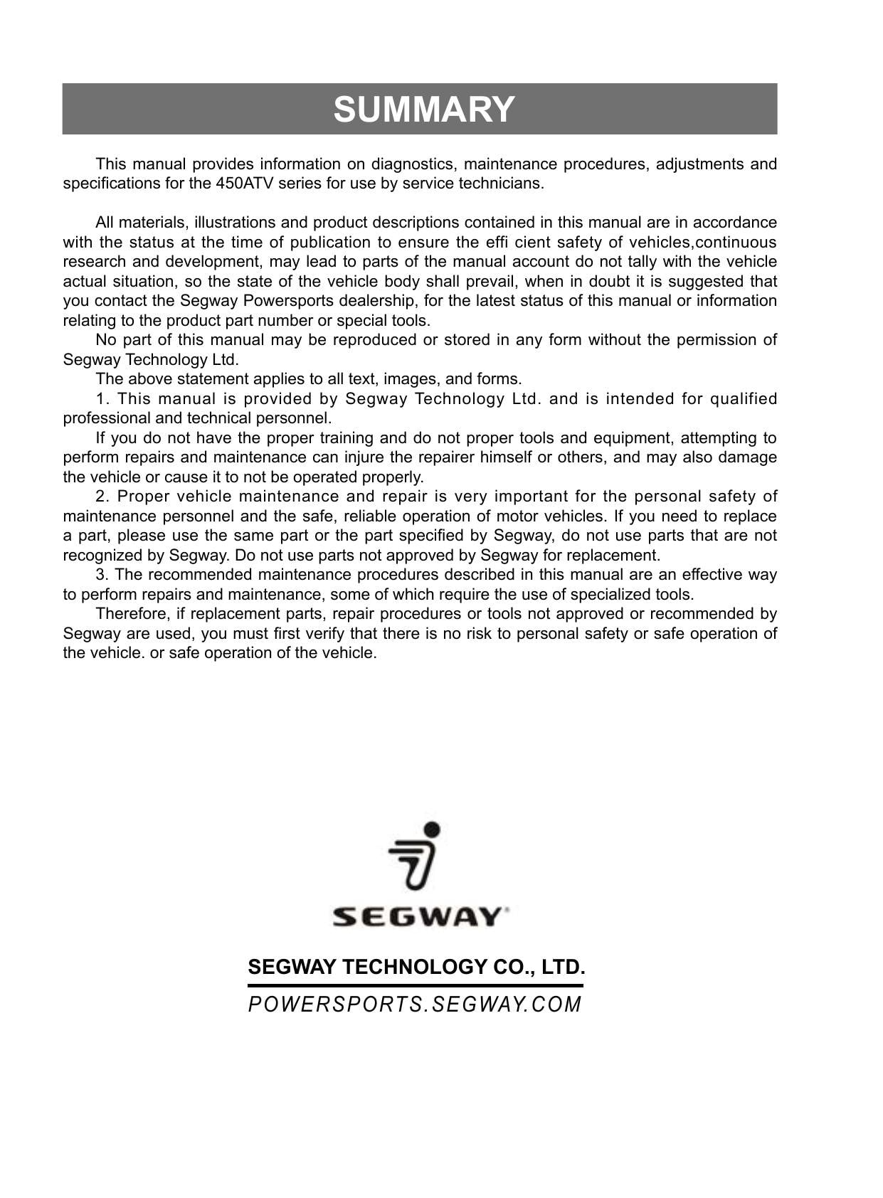 Segway AT5 450 ATV Service Manual | 2023-2026 - sample page 7