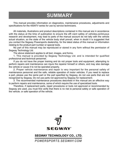 Segway AT5 450 ATV Service Manual | 2023-2026 - sample page 7