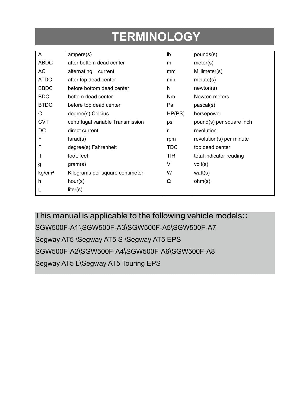 Segway AT5 450 ATV Service Manual | 2023-2026 - sample page 8