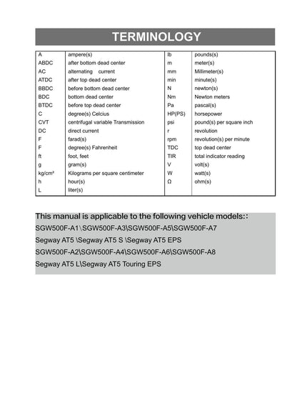 Segway AT5 450 ATV Service Manual | 2023-2026 - sample page 8