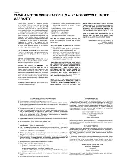 Yamaha YZ250 Motorcycle Service Manual | 2022-2026 - sample page 6