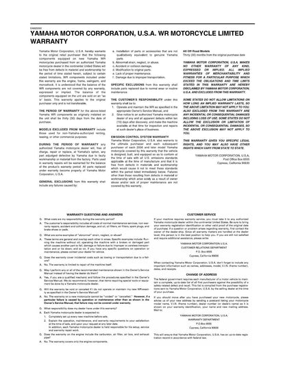 Yamaha WR450F Motorcycle Service Manual | 2022-2026 - sample page 6