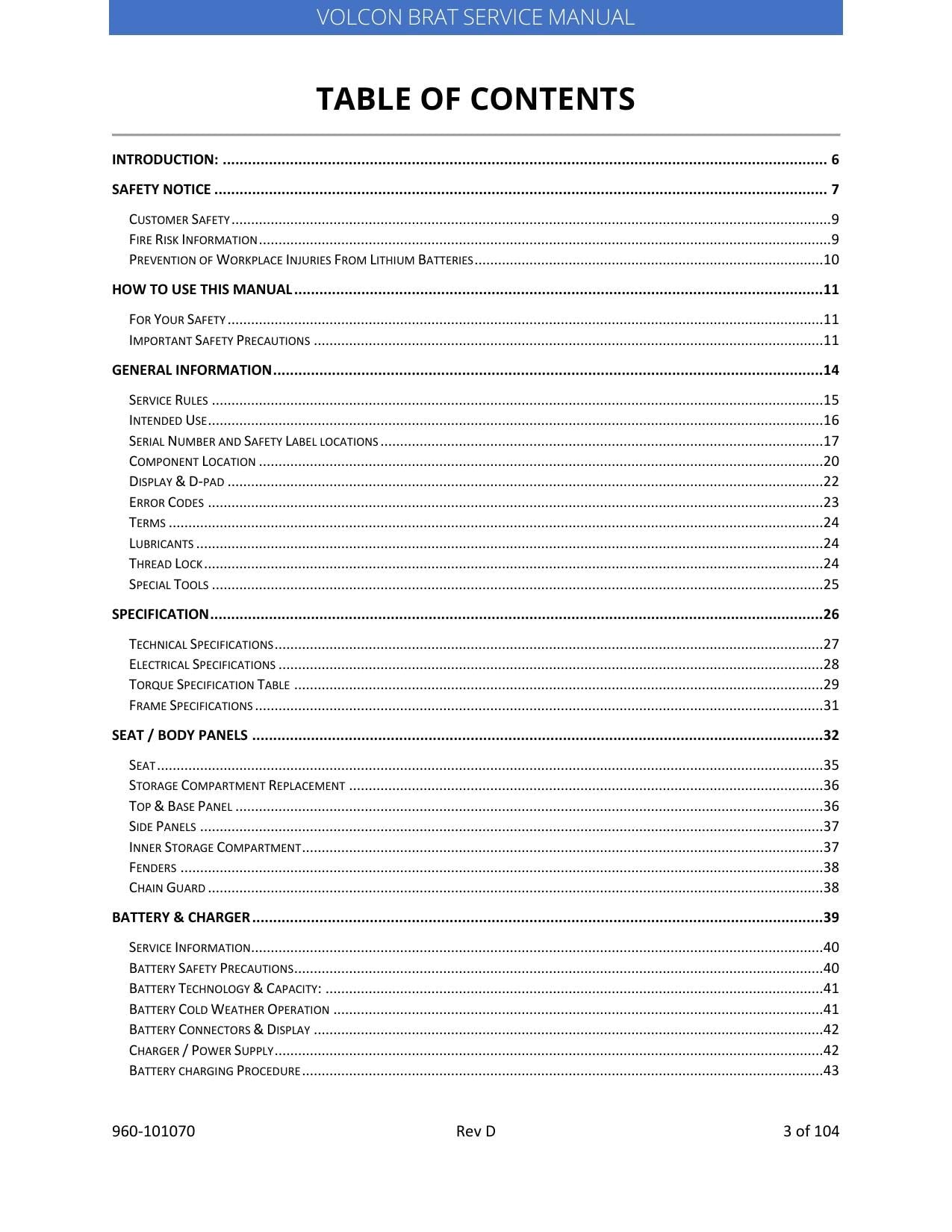 Volcon Brat E-Bike Electric Motorcycle Service Manual | 2023-2026 - sample page 5