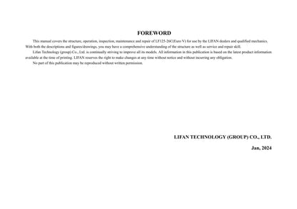 Lifan LF125-26C Motorcycle Service Manual | 2024-2026 - sample page 9