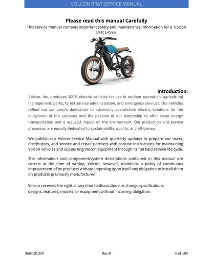 Volcon Brat E-Bike Electric Motorcycle Service Manual | 2023-2026 - sample page 3