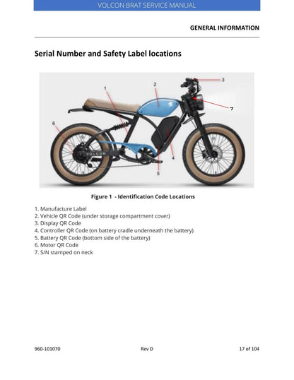 Volcon Brat E-Bike Electric Motorcycle Service Manual | 2023-2026 - sample page 2