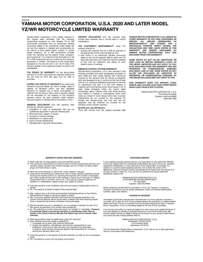 Yamaha YZ250FX Motorcycle Service Manual | 2024-2028 - sample page 6