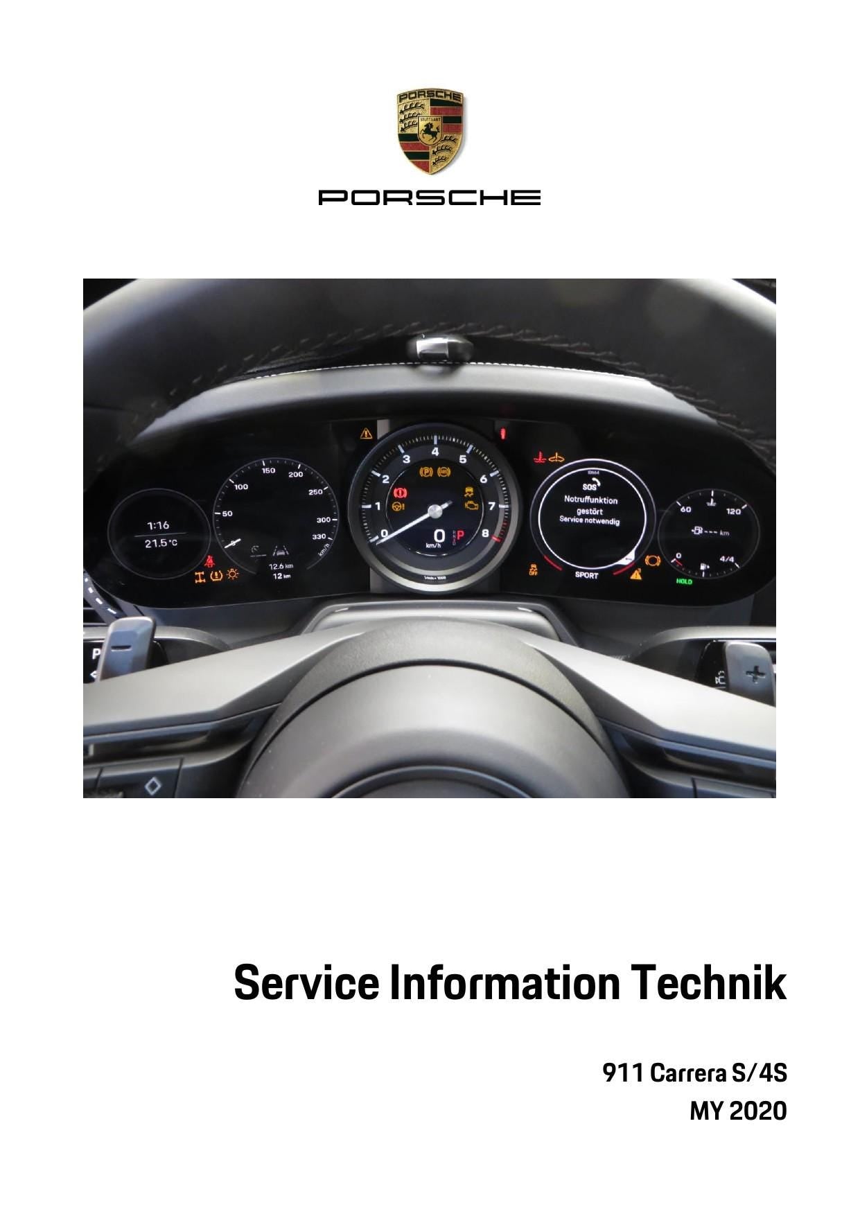 Porsche 911 Carrera S 4S Service Information Technik Car Service Manual | 2020-2024 - sample page 1