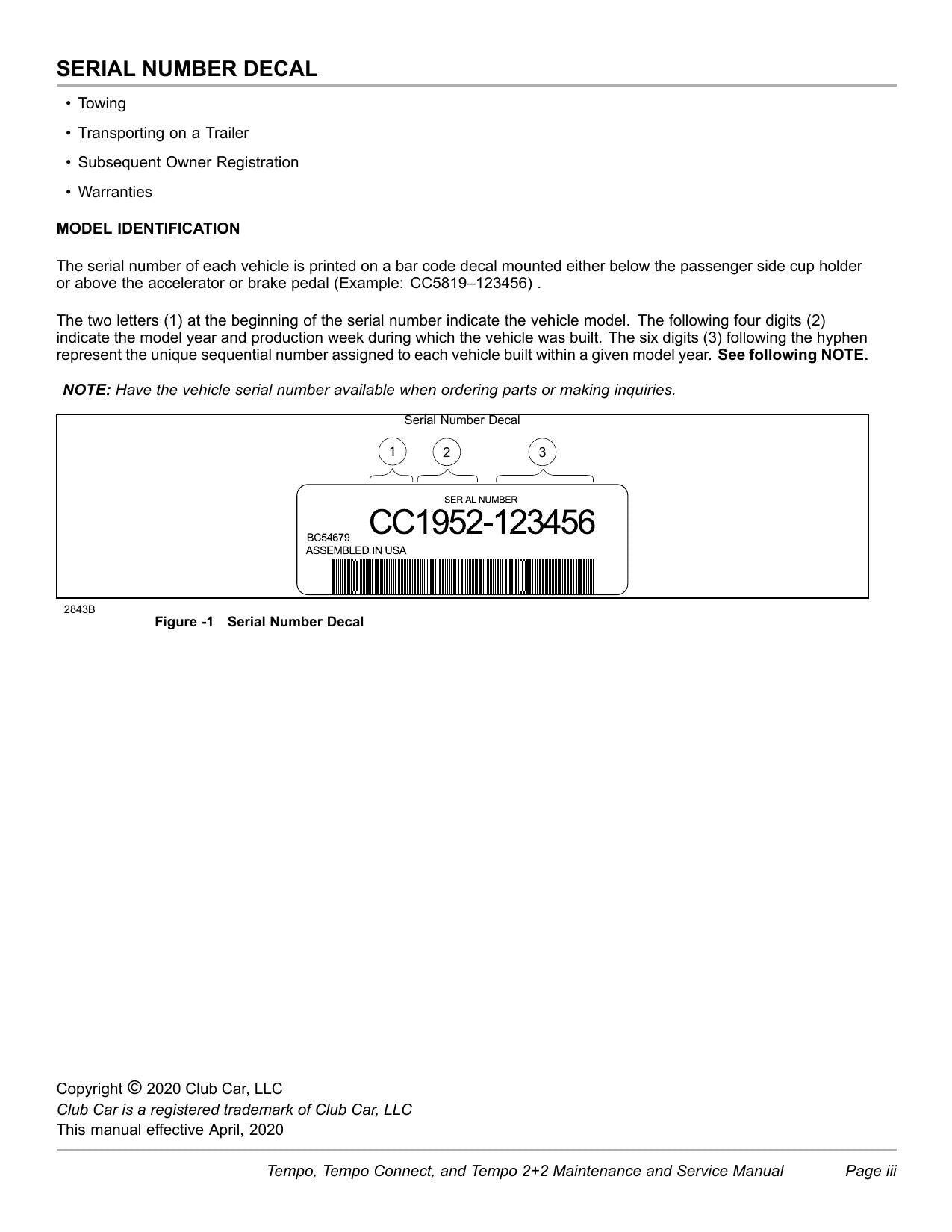 Club Car Tempo Golf Cart Service Manual | 2020-2024 - sample page 4