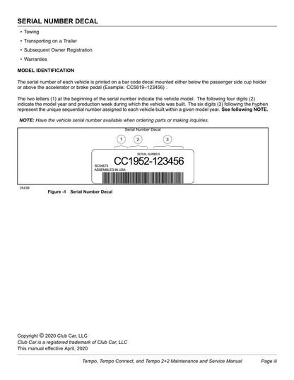 Club Car Tempo Golf Cart Service Manual | 2020-2024 - sample page 4