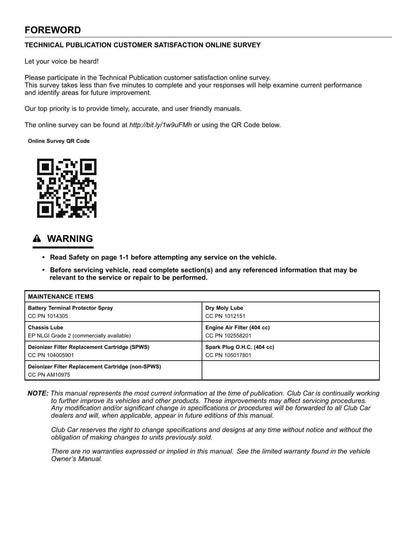 Club Car Carryall 500 700 Golf Cart Service Manual | 2016-2020 - sample page 7