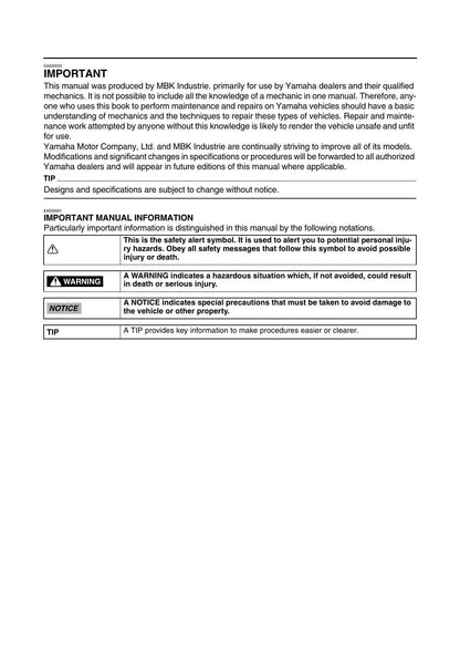 Yamaha XSR700 MTM690 Motorcycle Service Manual | 2016-2020 - sample page 5
