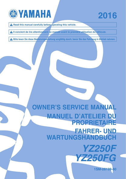 Yamaha YZ250F YZ250FG Motorcycle Service Manual | 2016-2020 - sample page 1