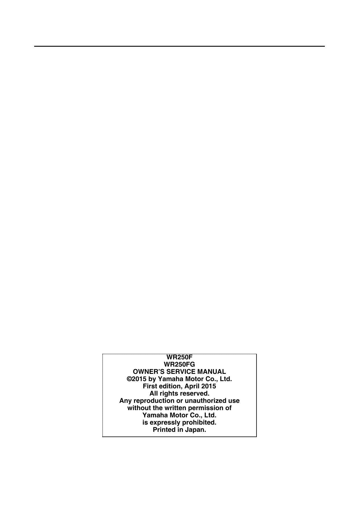 Yamaha WR250F WR250FG Motorcycle Service Manual | 2016-2020 - sample page 5