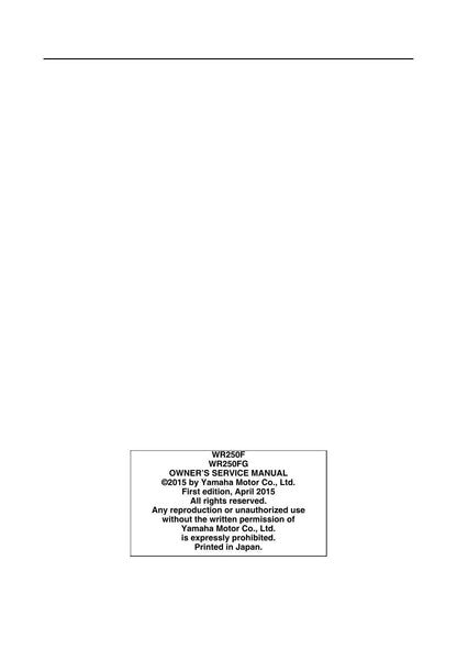 Yamaha WR250F WR250FG Motorcycle Service Manual | 2016-2020 - sample page 5