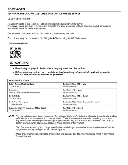 Club Car Carryall 1500 1700 XRT 1550 Golf Cart Service Manual | 2016-2020 - sample page 5