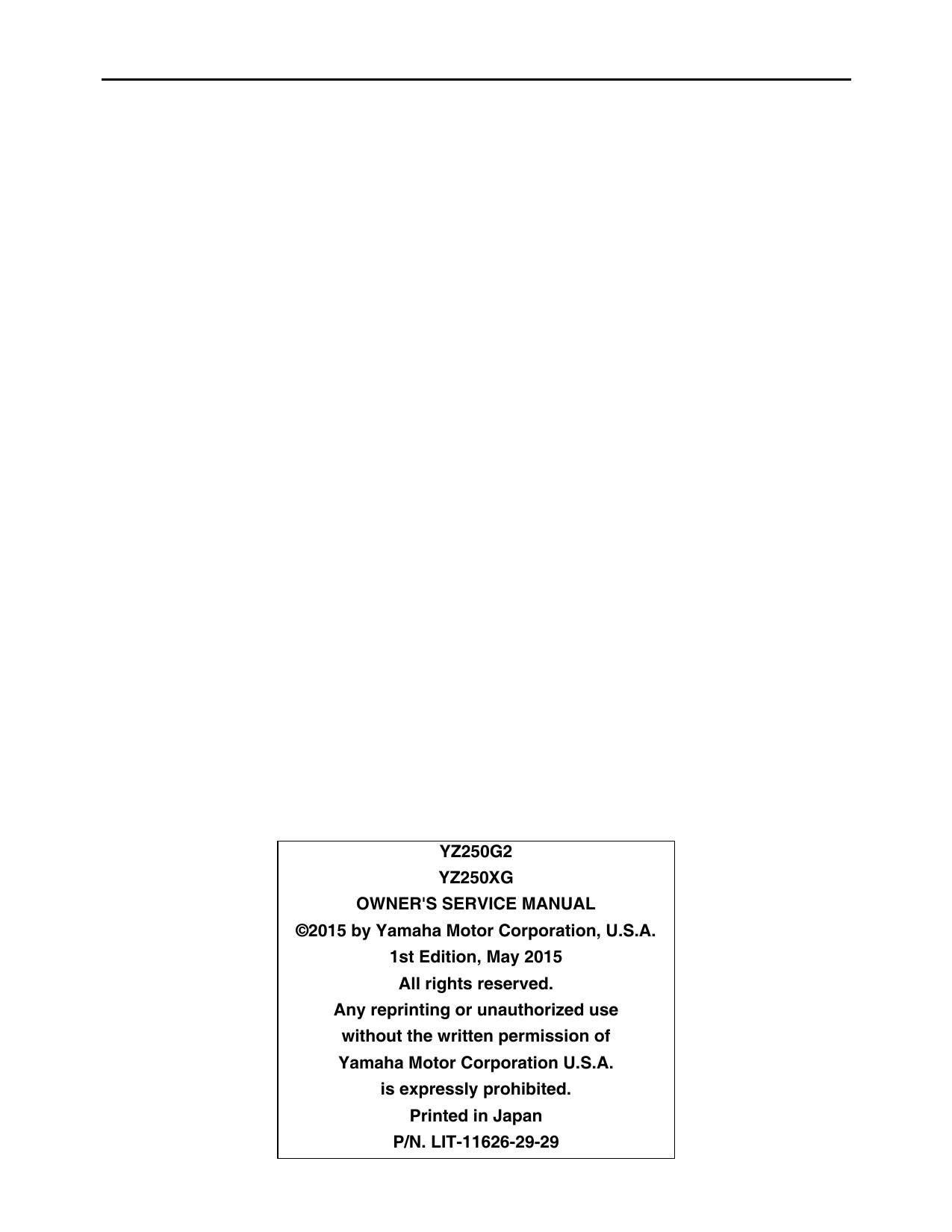 Yamaha YZ250 Motorcycle Service Manual | 2016-2020 - sample page 9