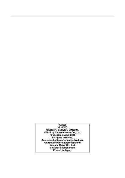 Yamaha YZ250F YZ250FG Motorcycle Service Manual | 2016-2020 - sample page 8