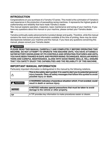 Yamaha YZ250F YZ250FG Motorcycle Service Manual | 2016-2020 - sample page 5