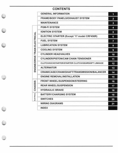 Honda CRF450R CRF450RX Motorcycle Service Manual | 2017-2018 - sample page 8