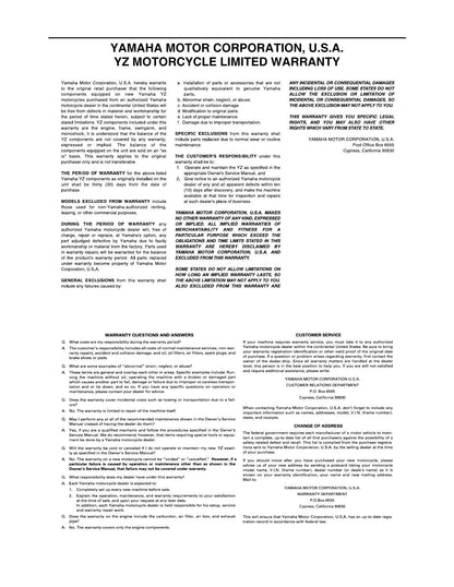 Yamaha YZ250 Motorcycle Service Manual | 2016-2020 - sample page 4