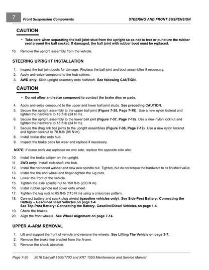 Club Car Carryall 1500 1700 XRT 1550 Golf Cart Service Manual | 2016-2020 - sample page 9