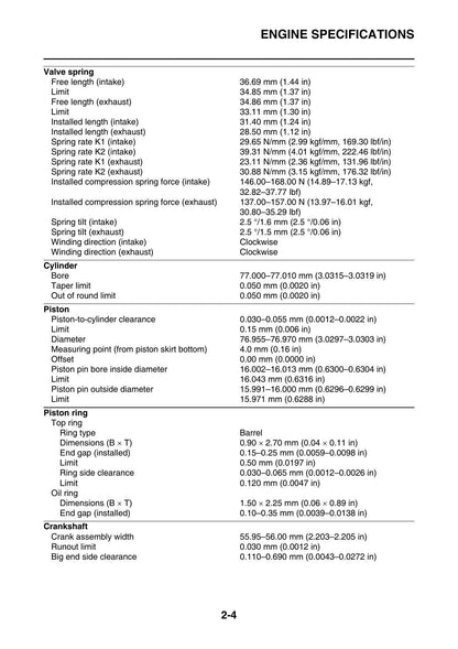 Yamaha YZ250F YZ250FG Motorcycle Service Manual | 2016-2020 - sample page 6