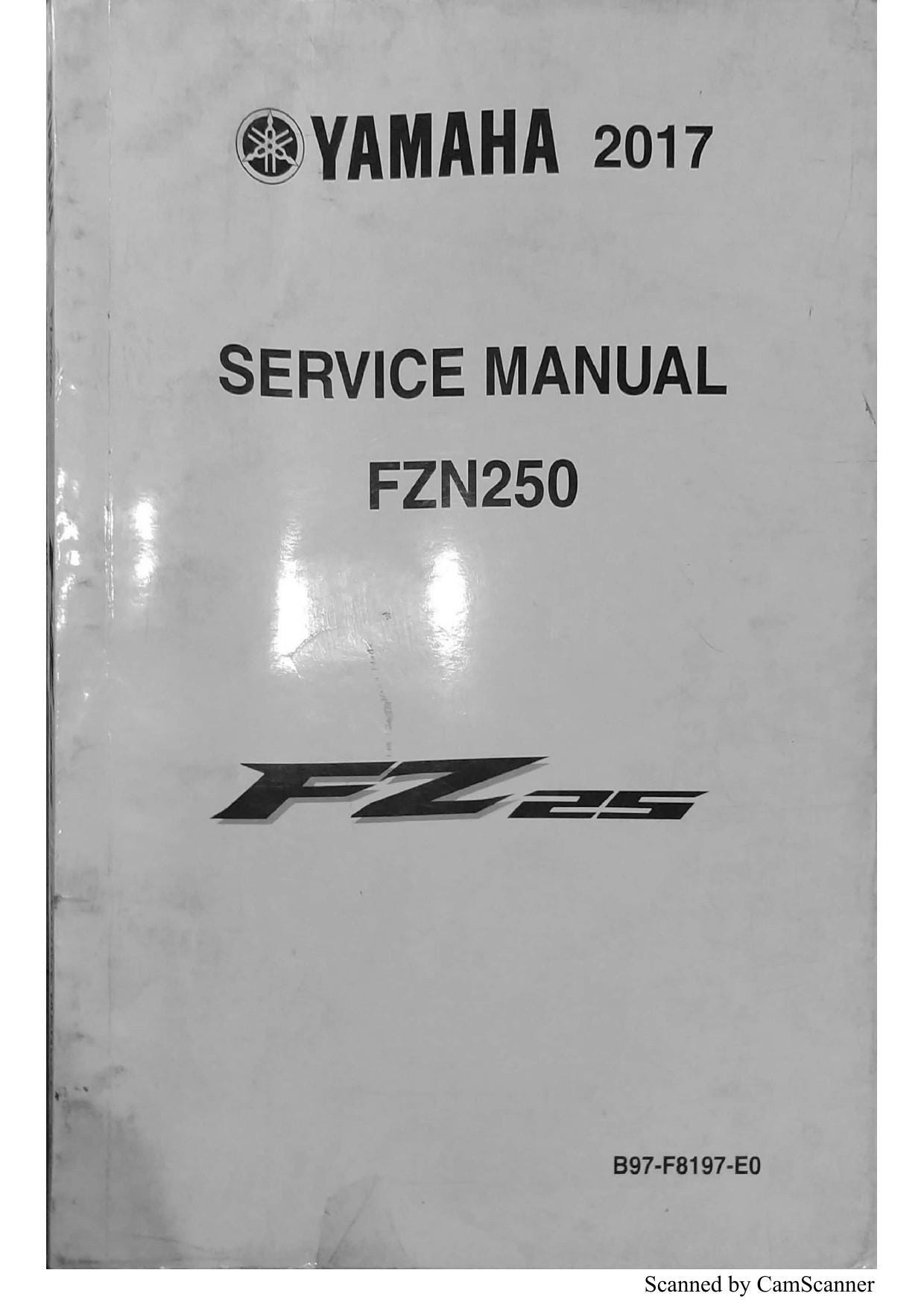 Yamaha FZ25 FZN250 Motorcycle Service Manual | 2017-2021 - sample page 1