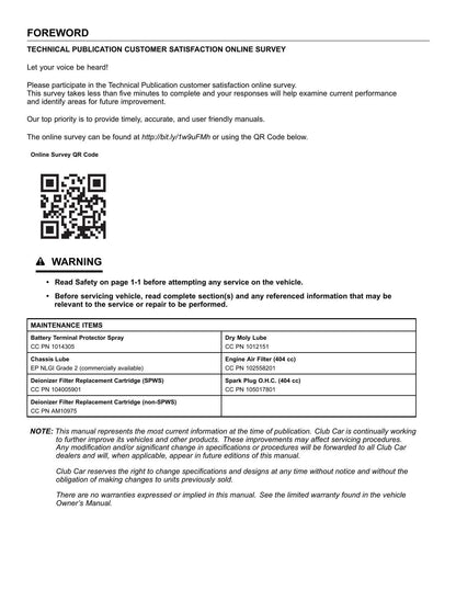 Club Car Carryall 300 Golf Cart Service Manual | 2018-2022 - sample page 5