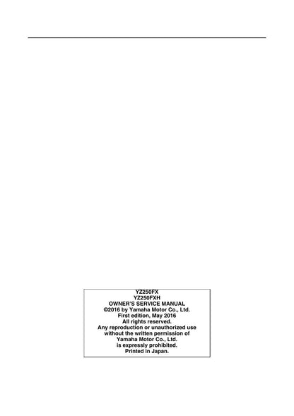 Yamaha YZ250FX Motorcycle Service Manual | 2017-2021 - sample page 8
